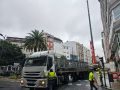 La instalación de una torre en el solar donde se levantará el nuevo edificio mantuvieron cerrado parte del tráfico rodado de la Praza de Galicia