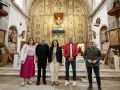 Vilela, Turnes, Do campo, Sar y Monteserín posando en el interior del santuario muxián