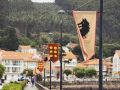 Pendones del Mercado Medieval en Corcubión, este martes