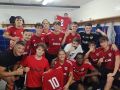 Los jugadores del Bergan B celebrando los 3 puntos en los vestuarios del campo de Xaviña