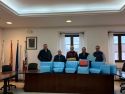Los representantes del grupo Feirauto con el alcalde de Zas | cedida