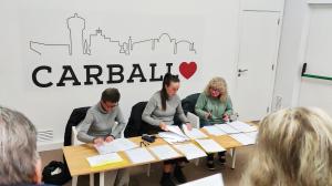 Gema Reino, Ana Cancela y Cristina Castro en la reunión del comité de hermanamiento