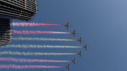 La Patrulla Águila dibuja la bandera de España en el cielo