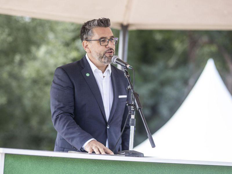 Juan Carlos Villar, durante el pregón de la Festa da Pataca