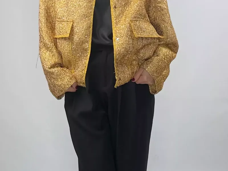 Bomber Dorada Lentejuelas