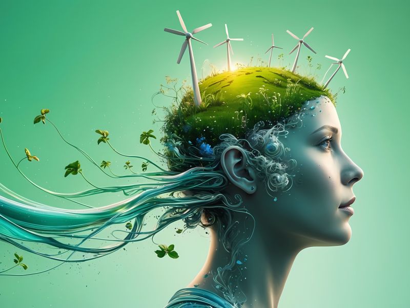 Representacion del proceso y concepto de la mente colectiva en el estilo de arte digital