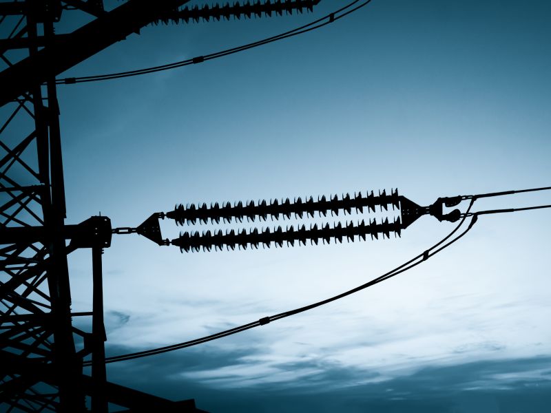 Electricity high voltage pole sky