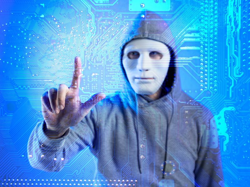 Retrato de hacker con mascara