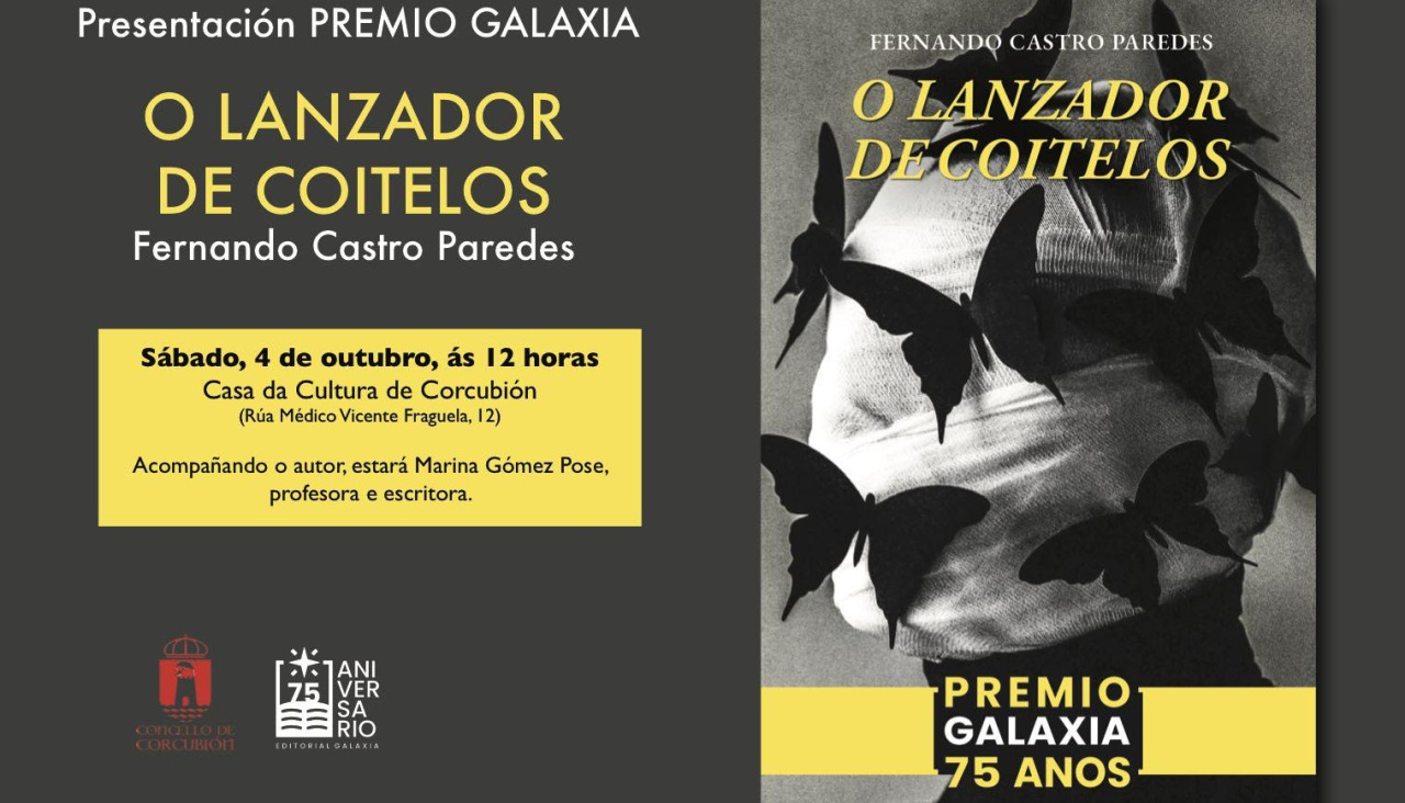 Cartel de la presentación de 'O lanzador de coitelos' en Corcubión