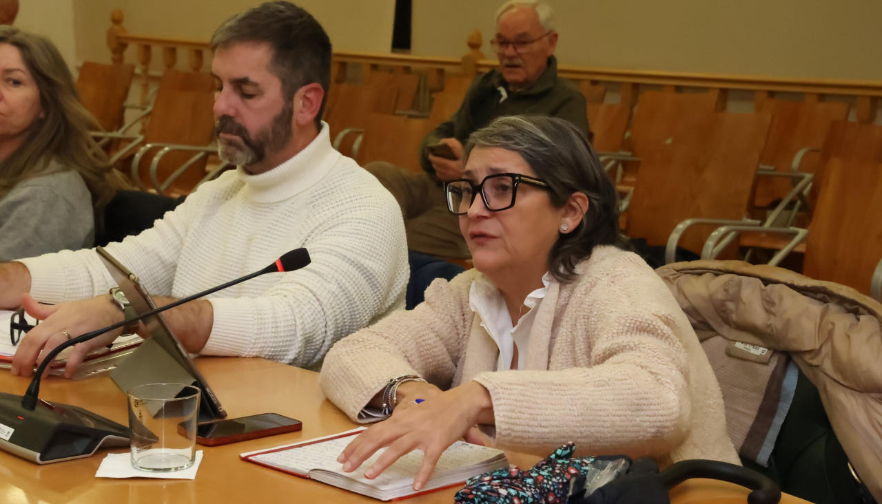 Mari Carmen Vila, portavoz del PSOE, en el pleno de Carballo