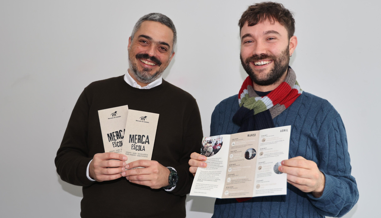 Daniel Pérez y Ramón Varela presentando este  lunes 'MercaEscola'