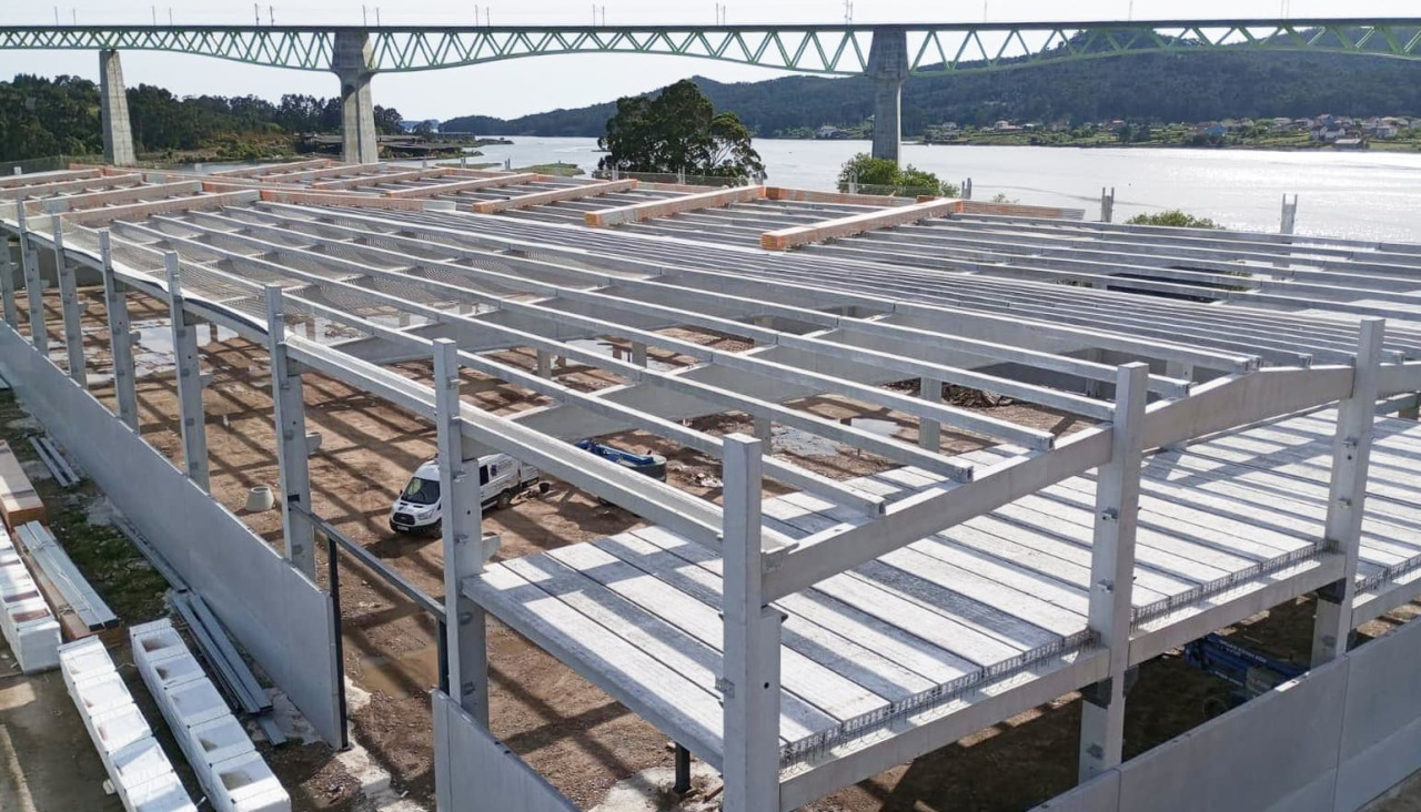 Una de las estructuras fabricadas por la empresa de Prefabricados de Santa Comba