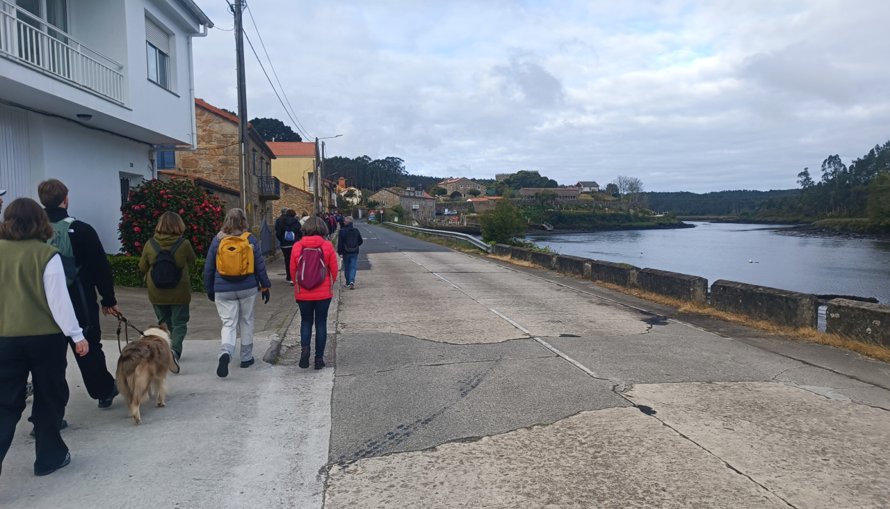 Los participantes en la ruta a su paso por Ponte do Porto
