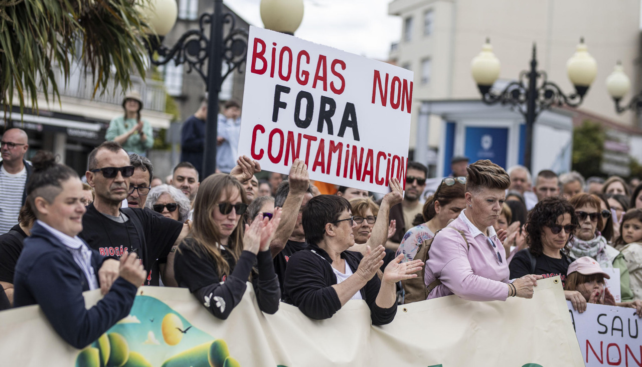 Manifestación contra la planta de biogás en A Laracha