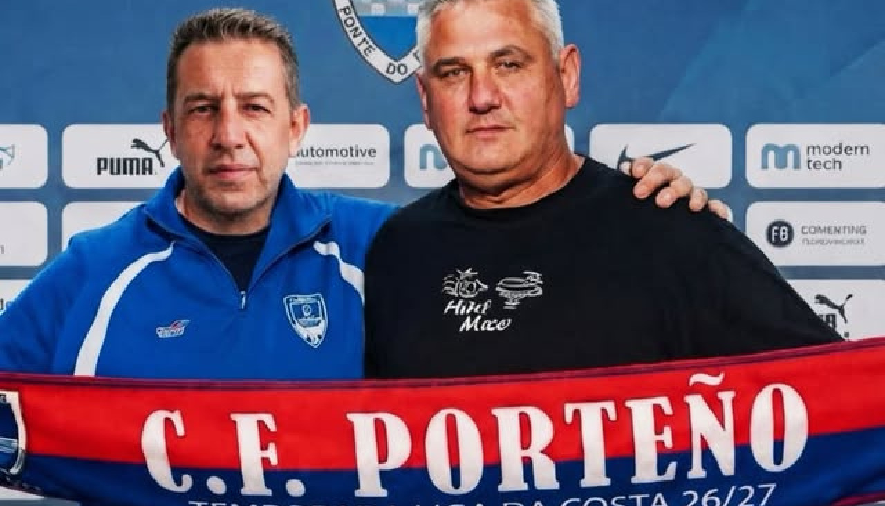El presidente del Porteño, Manuel Santos, y Berto, nuevo entrenador
