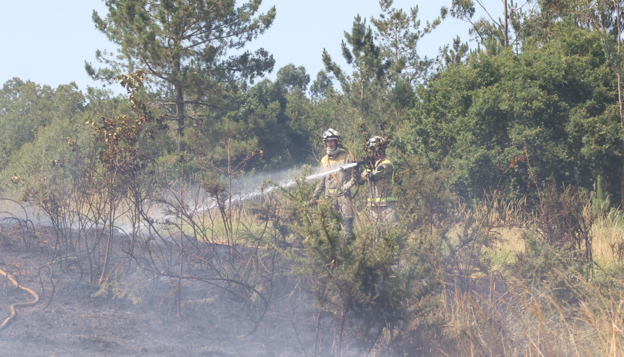 Incendio en la carretera de Razo, en Carballo