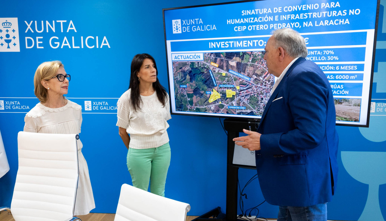 Firma del convenio para humanizar el entorno del colegio Otero Pedrayo de A Laracha