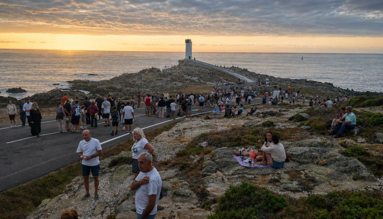 El eclipse desde el Faro do Roncudo, en Corme