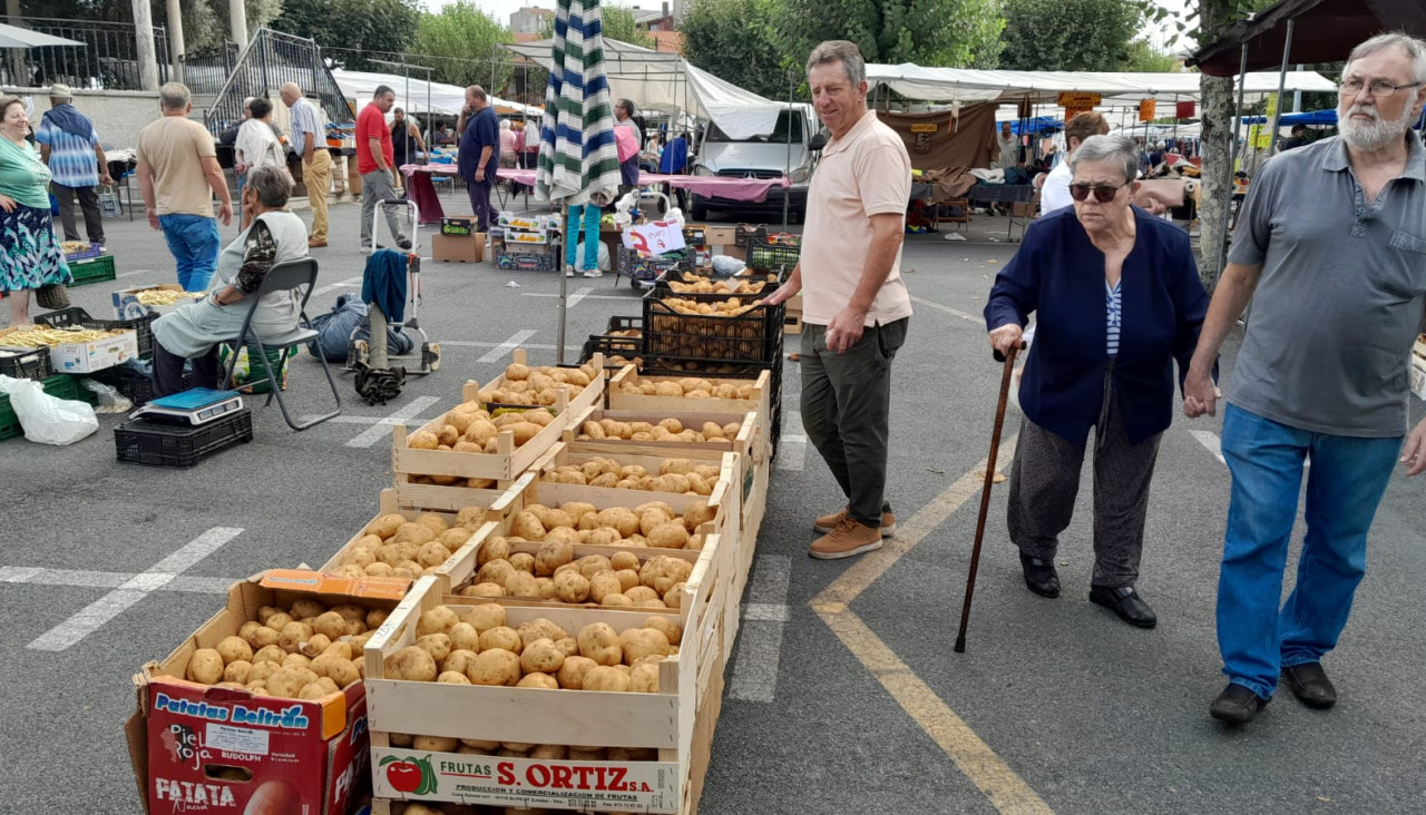 Patatas de la nueva cosecha, este domingo en el puesto de Ramón de San Paio, en Paiosaco