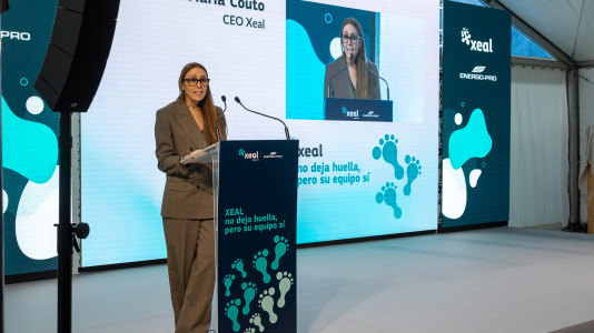 Acto de colocación de la primera piedra de la planta de carbón vegetal de Xeal en Dumbría