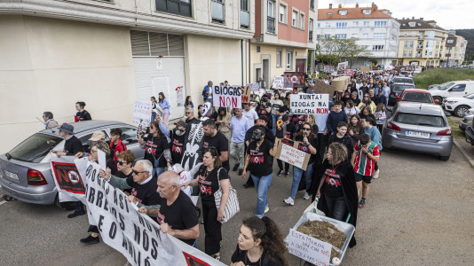 Manifestación contra la planta de biogás en A Laracha
