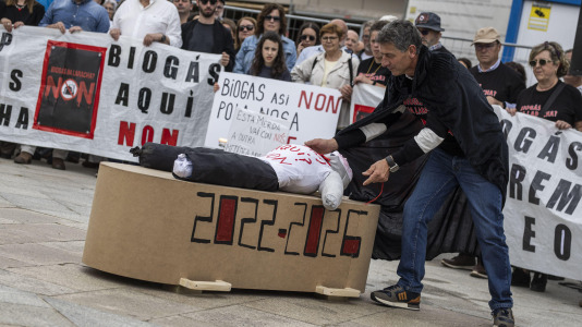 Manifestación contra la planta de biogás en A Laracha