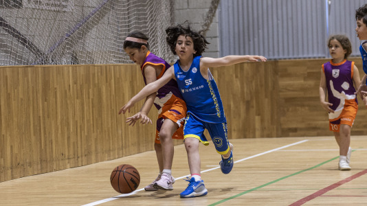 Cerca de 500 niños se dieron cita en el pabellón Carballo Calero para participar en una nueva edición del Pequebasket organizado por las Escola Basket Xiria